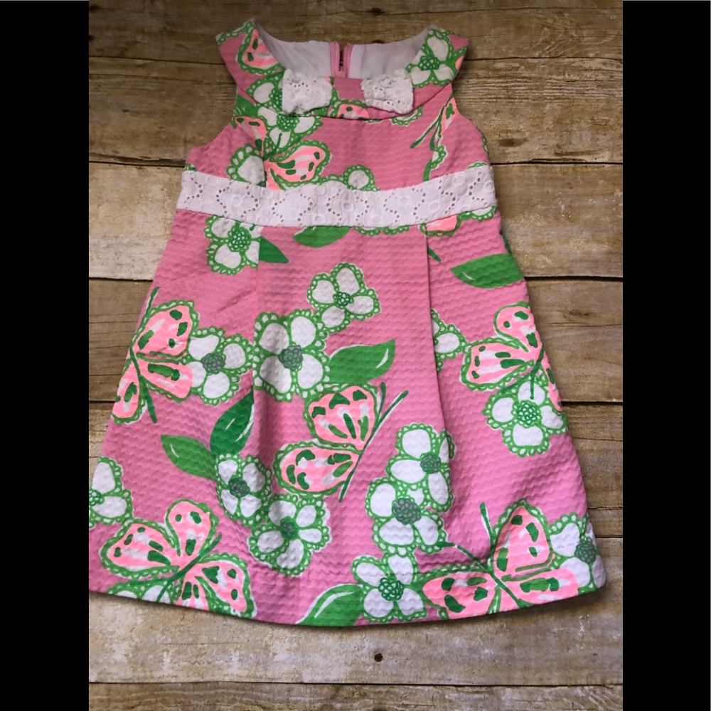 Lilly Pulitzer Girls pink and green dress. Size 3